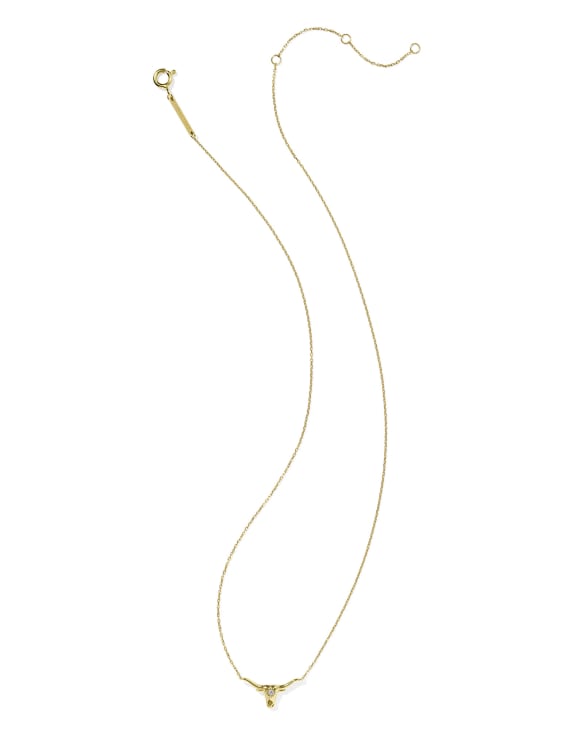 Diamond Accent 14k Yellow Gold Longhorn Necklace in White Diamond