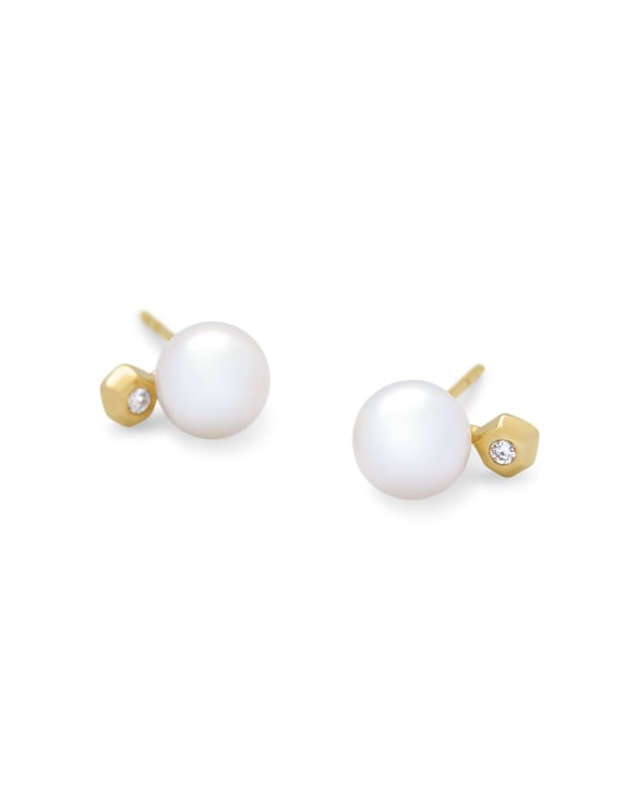 Cathleen 14k Yellow Gold Stud Earrings Freshwater Cultured Pearl