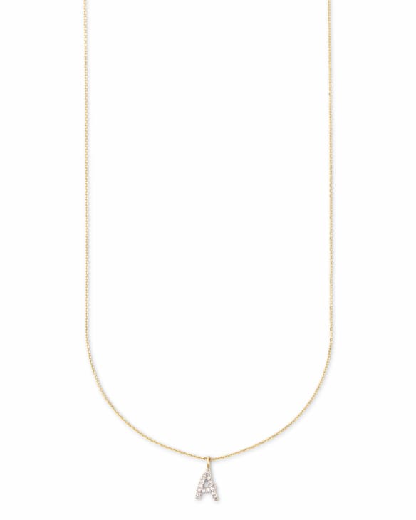 Diamond Letter A Pendant Necklace in 14k Yellow Gold