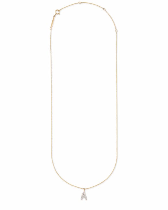 Diamond Letter A Pendant Necklace in 14k Yellow Gold