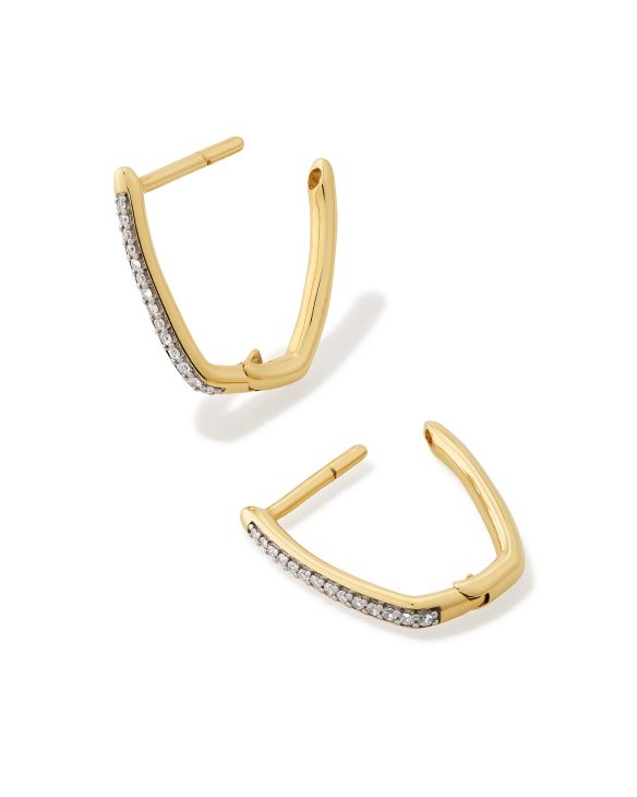 Ellen 14k Yellow Gold Luxe Huggie Earrings in White Diamond