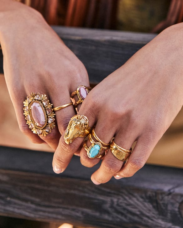 Havana Vintage Gold Cocktail Ring in Blush Pink Quartzite