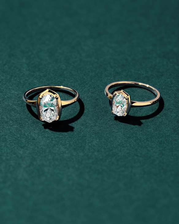 Lab Grown White Diamond Custom Elisa Statement Ring in 14k Yellow Gold