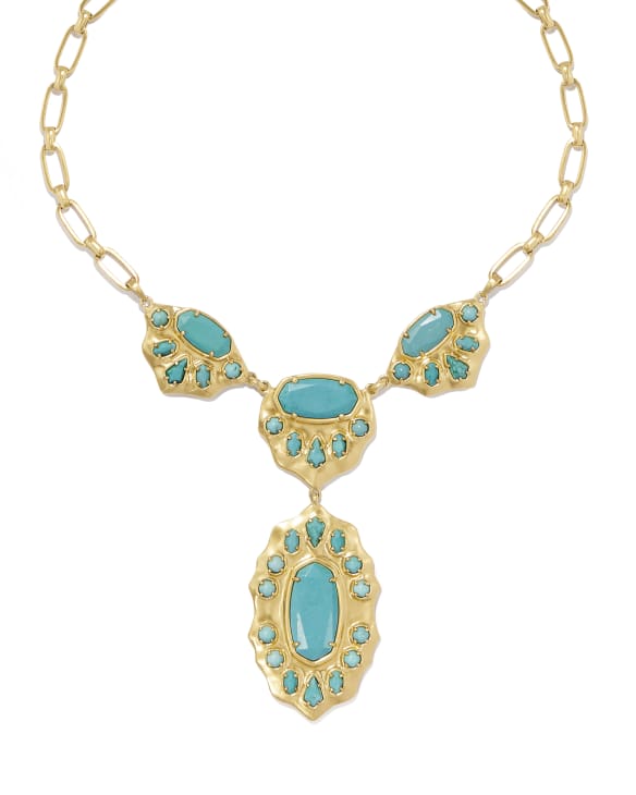 Yellow Rose by Kendra Scott x Yellowstone™ Vintage Gold Montana Statement Necklace in Variegated Turquoise Magnesite