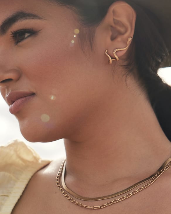 Phoenix Ear Climber Earrings in Vintage Gold