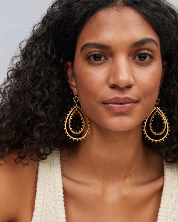 Rumer Open Frame Earrings in Vintage Gold