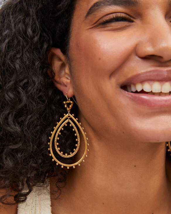 Rumer Open Frame Earrings in Vintage Gold